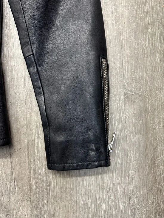 AllSaints Black Leather Slim Fit Bomber Jacket CORA LEATHER JACKET - Picture 10 of 11